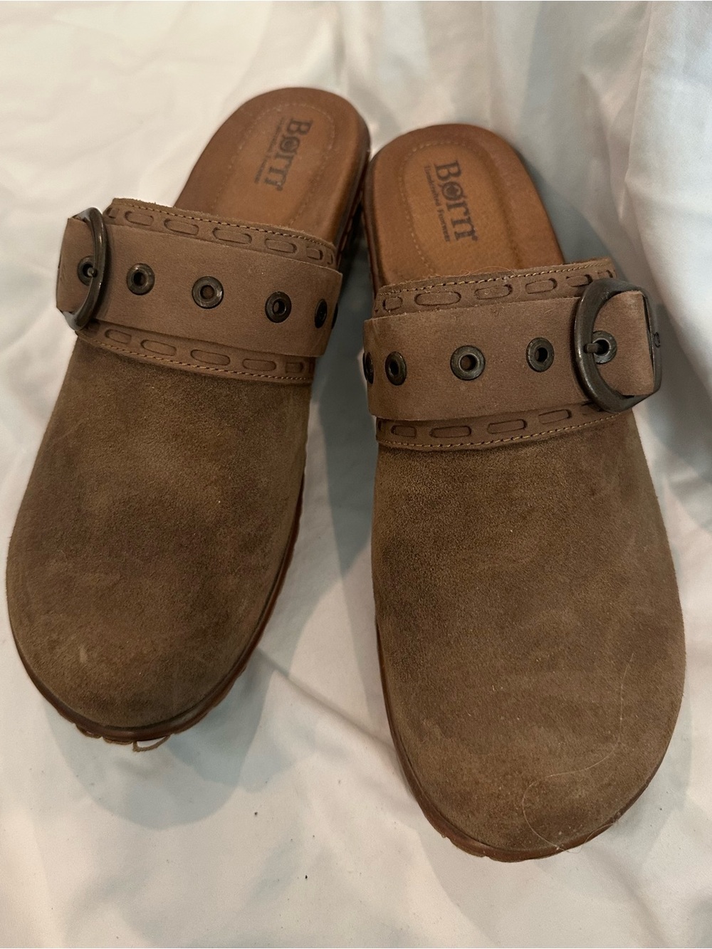 Børn Suede Slip-On Clogs with Buckle - Brown